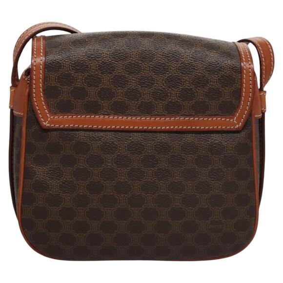 CELINE Macadam Canvas Shoulder Bag Pvc Leather Brown Gold - Picture 3 of 13